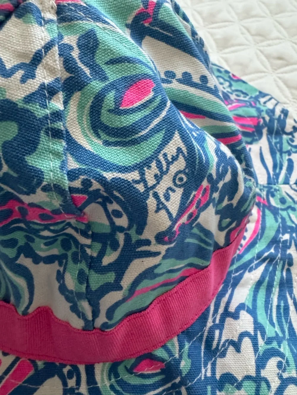 NWT Lilly Pulitzer for Target My Fans Pink Blue Aqua Sun Bucket Hat 12-24M
